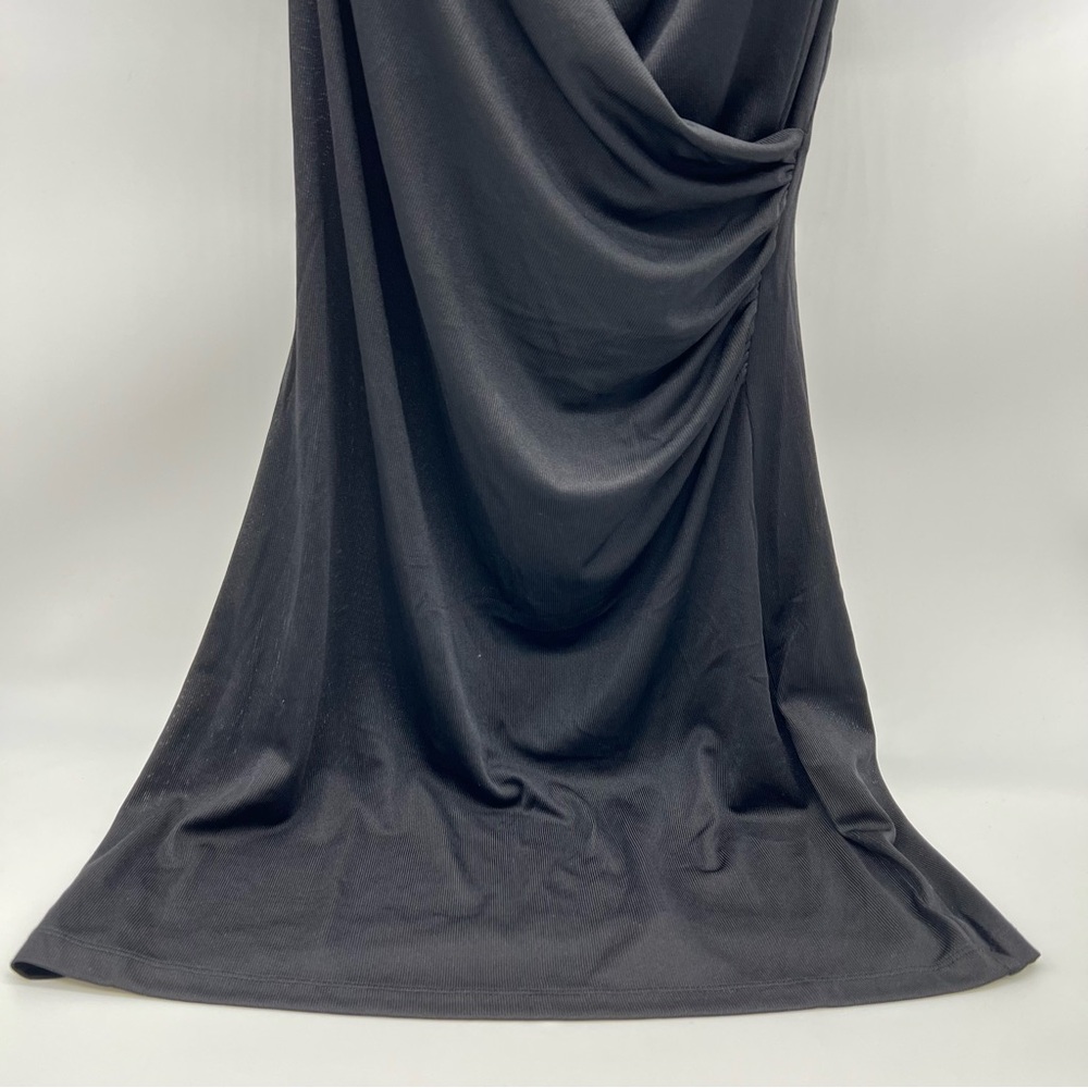 H&M Black Draped Strappy Deep V Slip Dress Top-Size S - Picture 3 of 9